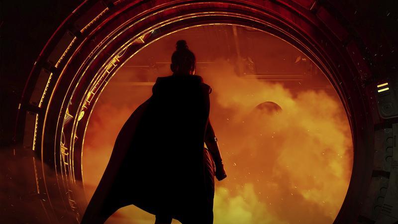 A female Jedi character standing in a ship doorway in Star Wars: Fate of the Old Republic