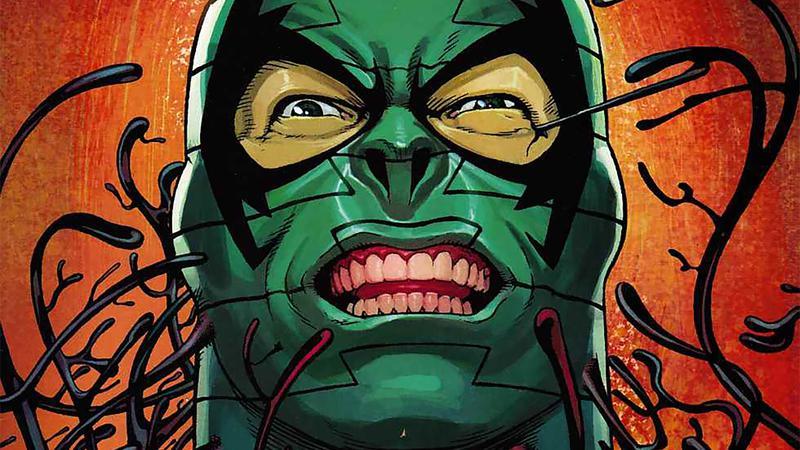 Scorpion in a mask with Symbiote around him in Marvel Comics