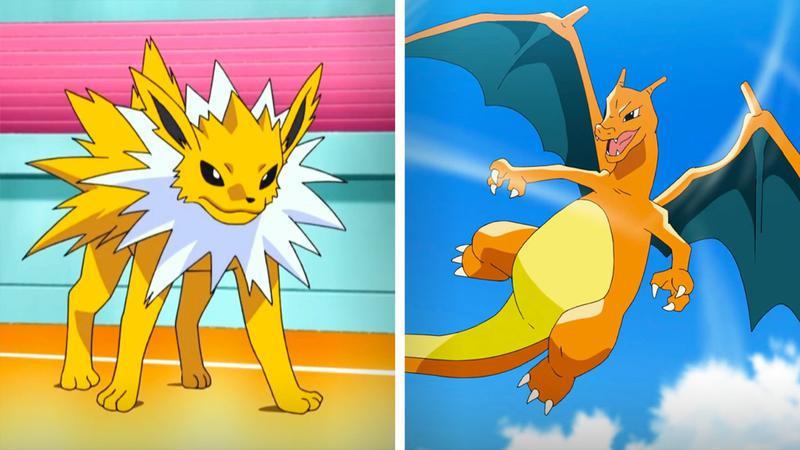 Jolteon and Charizard in Pokemon