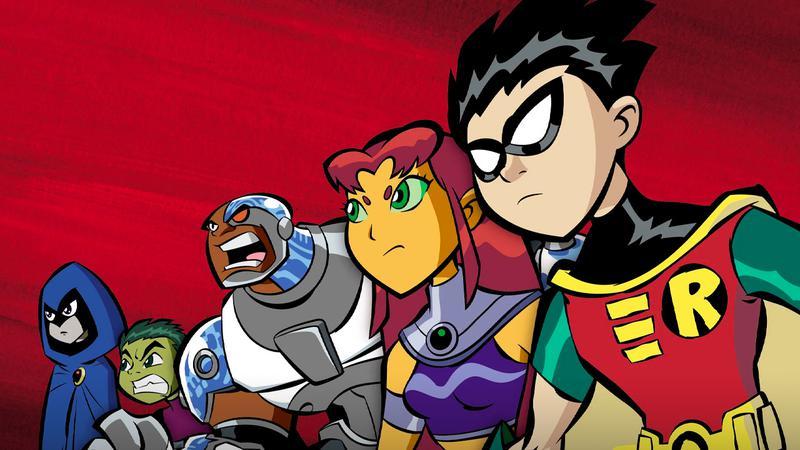 The Teen Titans standing side by side in Teen Titans