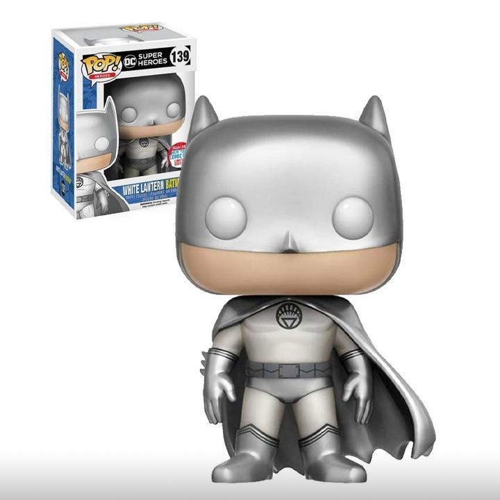 White Lantern: Batman Funko in a white suit.
