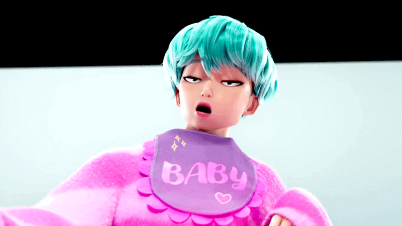 Baby Saja with a dazed look in his eyes in K-Pop Demon Hunters