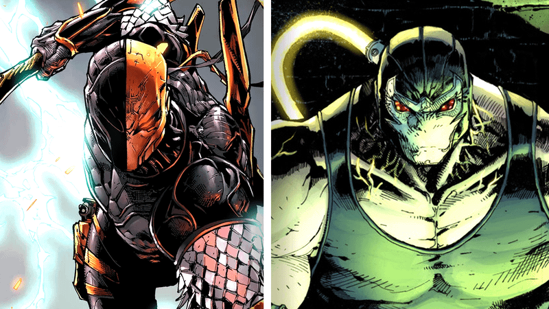 Deathstroke and Bane in DC Comics.