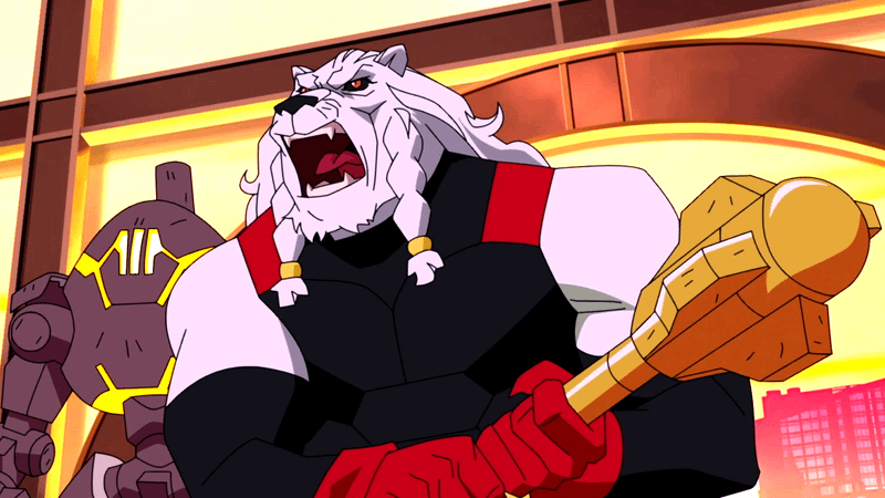 Battle Beast holding a mace and screaming in Invincible