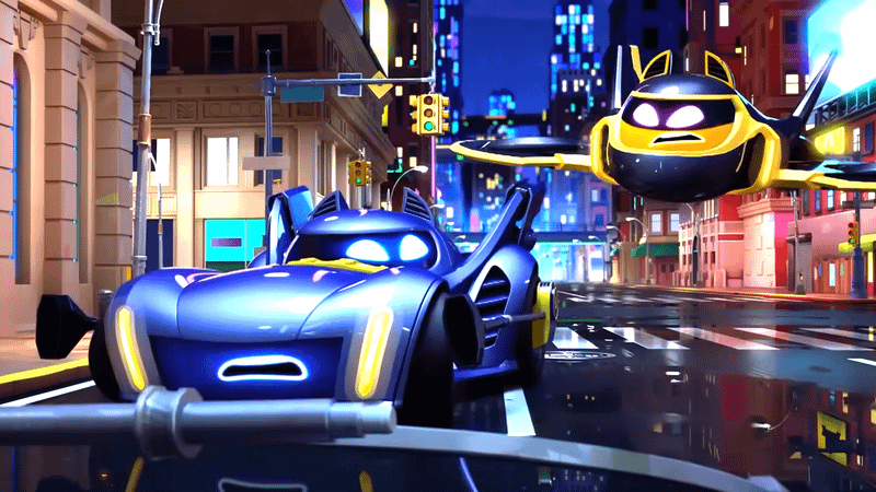 Batgirl car and Batman plane from Batwheels