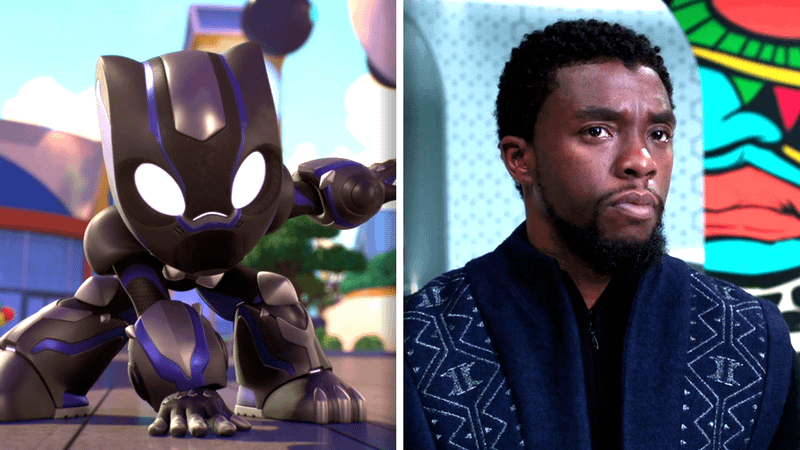 A comparison of Black Panther in Iron Man and His Awesome Friends and the MCU