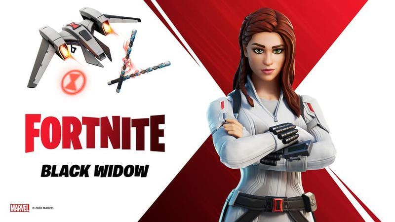 Black Widow in her white outfit in Fortnite