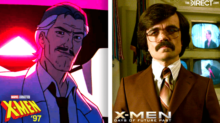 Bolivar Trask from X-Men '97 Season 1 on the left and from X-Men: Days of Future Past on the right.