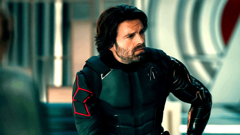 Sebastian Stan as Bucky Barnes in Thunderbolts.