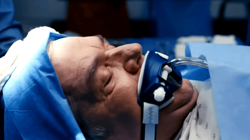 Oliver Platt's Dr. Charles on the operating table in Chicago Med Season 11, Episode 17.