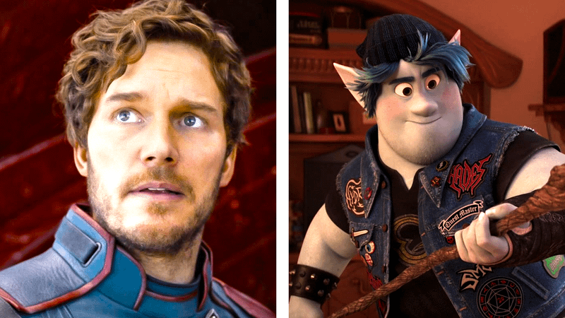 Chris Pratt as Star-Lord in 'Guardians of the Galaxy Vol. 3,' Barley Lightfoot in 'Onward.'