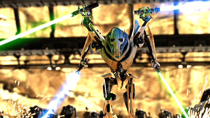 General Grievous wielding multiple lightsabers