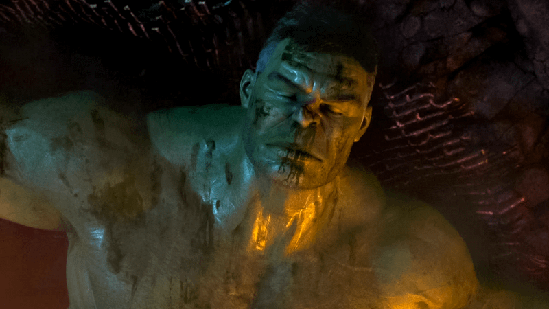 The Hulk gets beaten mercilessly by Thanos in Infinity War.