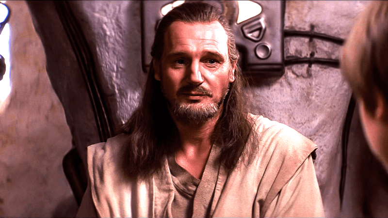 Liam Neeson as Qui-Gon Jinn in The Phantom Menace.