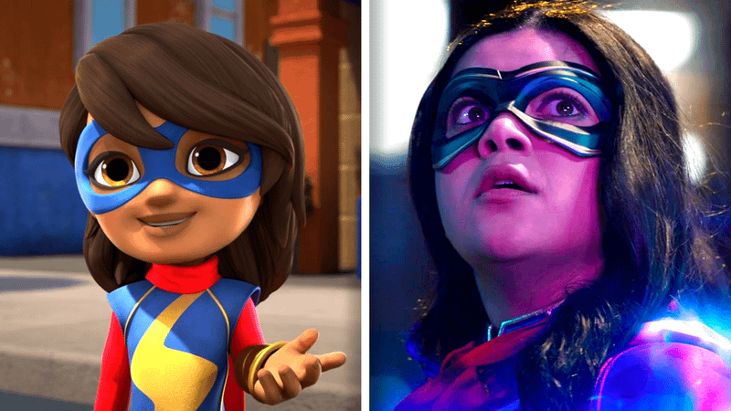 A comparison of the animated and MCU Ms. Marvel