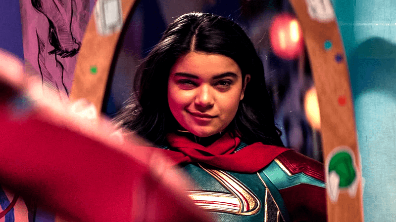 Iman Vellani in character as Ms. Marvel.