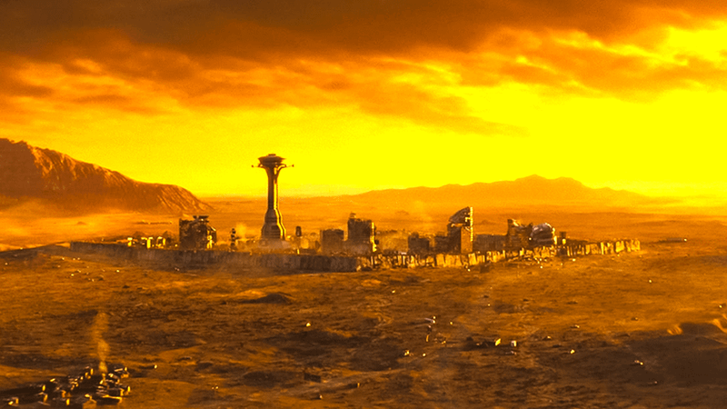 The New Vegas strip in the desert in Fallout