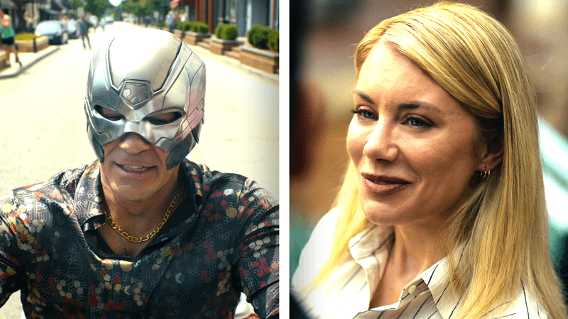John Cena as Peacemaker and Jennifer Holland as Emilia Harcourt in 'Peacemaker' Season 2.