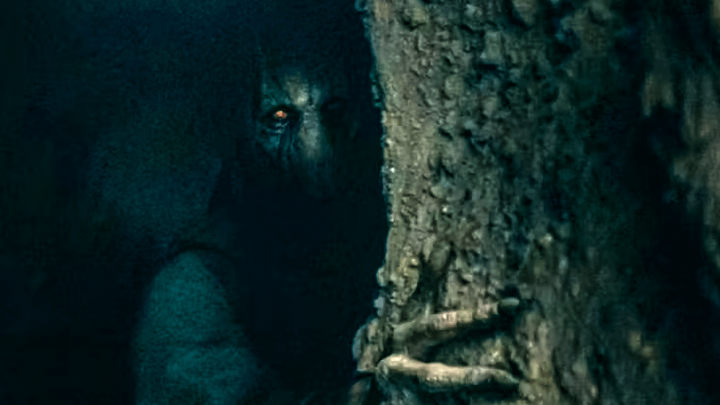 Darth Plagueis peeking out of a cave.