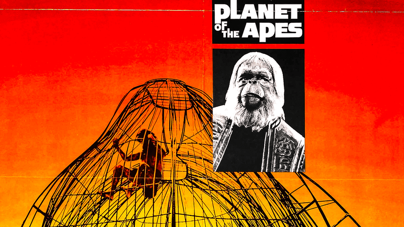 Movie poster for the original 1968 science-fiction classic Planet of the Apes.