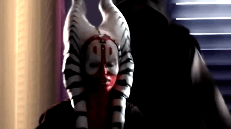 Shaak-Ti stabbed by Anakin Skywalker in Revenge of the Sith.