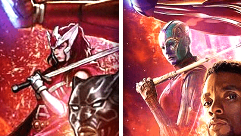Sif and Nebula  - Ultimate Endgame vs Avengers Infinity War posters.