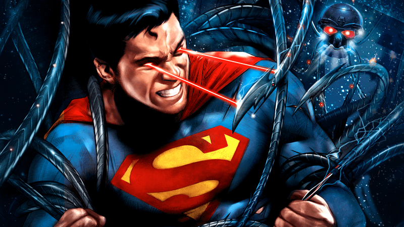 Superman fighting with Brainiac in Superman: Unbound