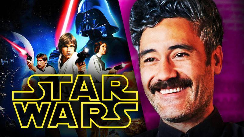 Director Taika Waititi alongside popular Star Wars characters.