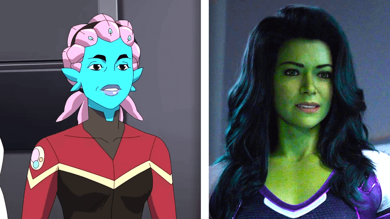 Tatiana Maslany as Telia and She-Hulk.