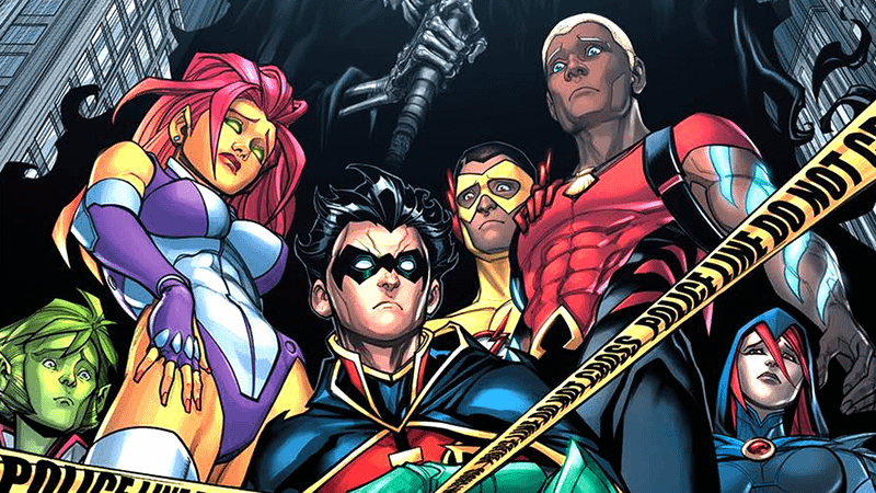 Robin, Starfire, Beast Boy and other Teen Titans.