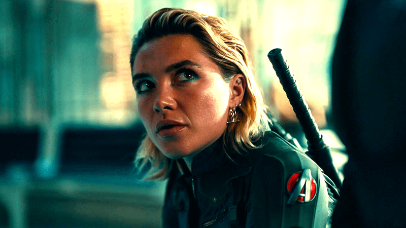 Yelena Belova looks up while wearing her New Avengers uniform at the end of Thunderbolts.