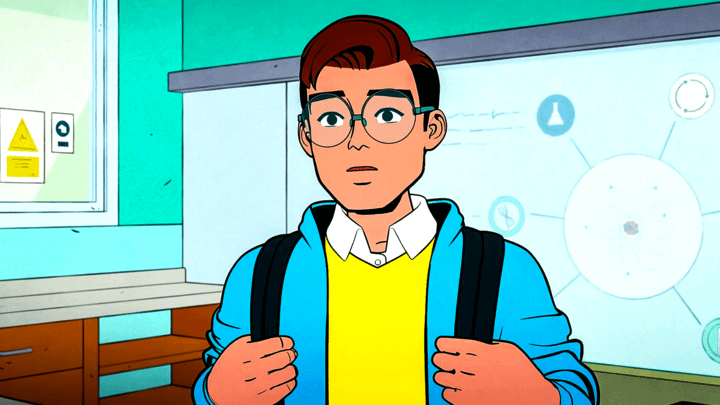 Peter Parker wearing a backpack in Your Friendly Neighborhood Spider-Man.