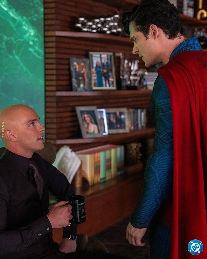 Nicholas Hoult as Lex Luthor and David Corenswet as Superman in Superman