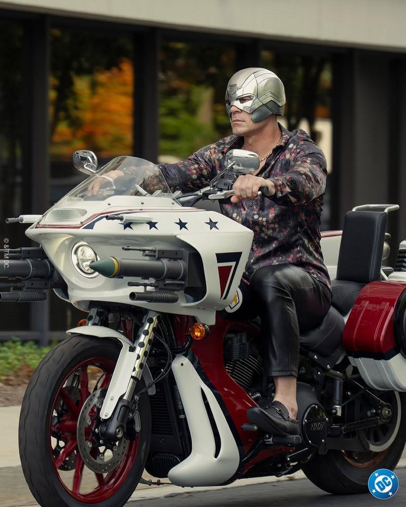 John Cena riding a motorcycle in Peacemaker Season 2