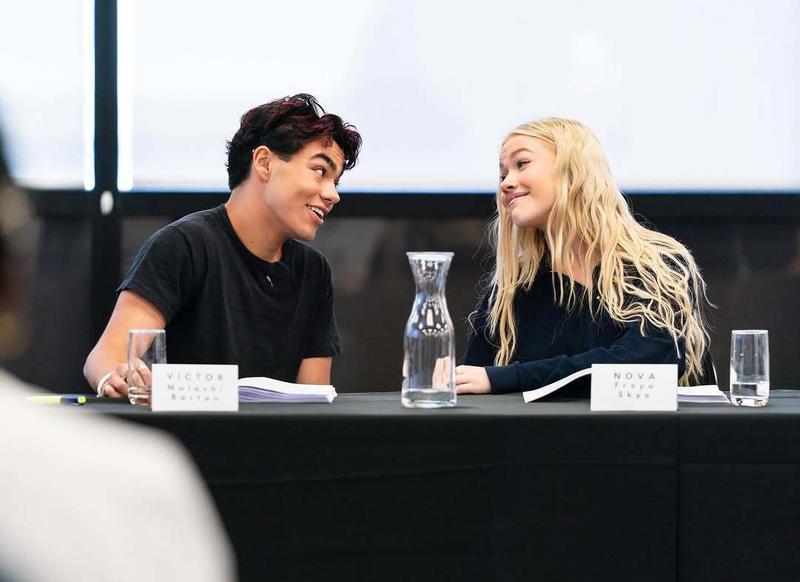 Malachi Barton and Freya Skye in Zombies 5 table read.