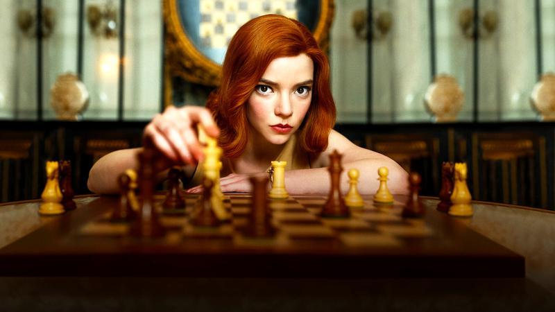 Anya Taylor-Joy as Elizabeth Harmon playing chess in Queen's Gambit