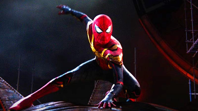 Spider-Man perching on the Statue of Liberty in Spider-Man: No Way Home