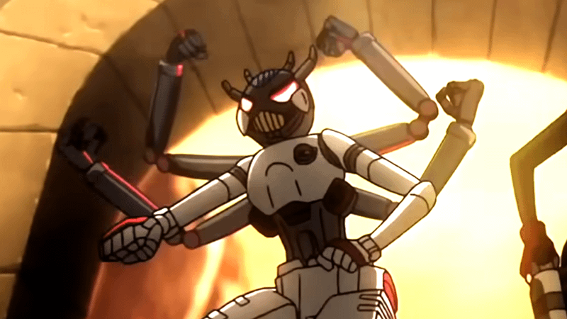 IV-A4 with its arms at the ready in Star Wars Visions Season 3