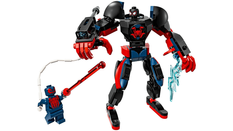 Miles Morales Mech vs. Spider-Man 2099.