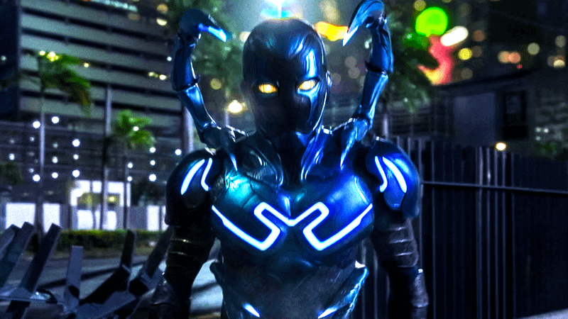 Blue Beetle suit in 2023 movie.