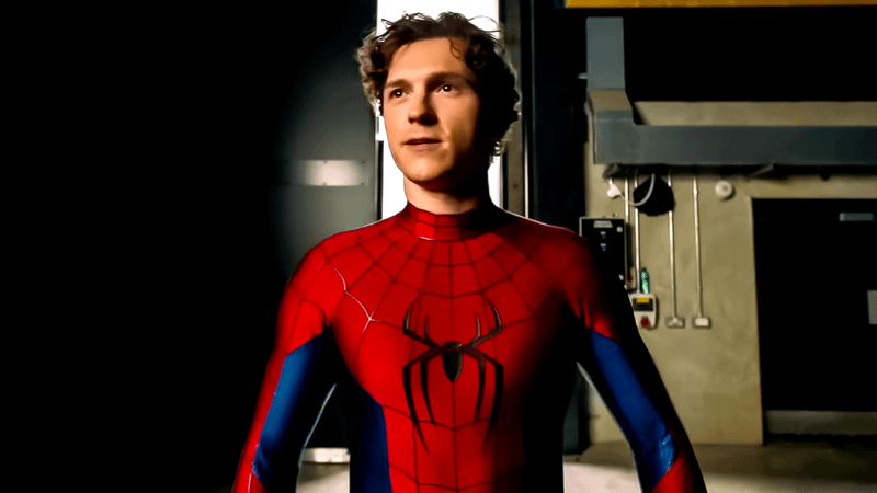 Tom Holland as Spider-Man.