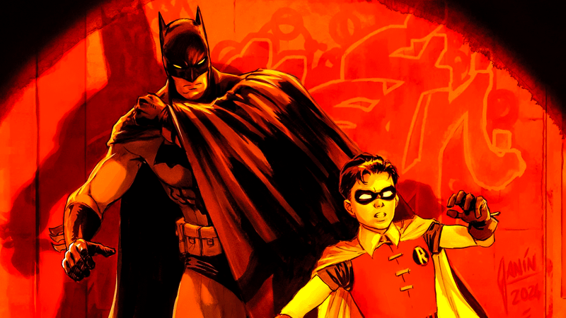 Batman and Damian Wayne's Robin from DC Comics.