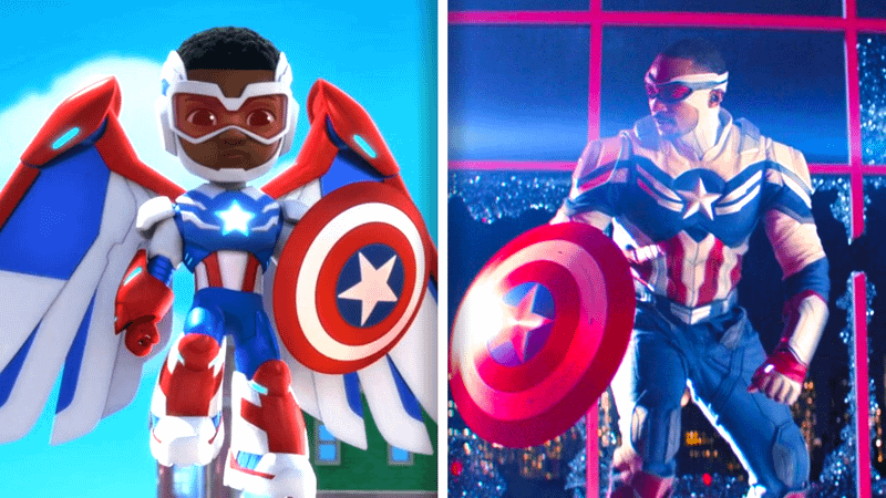 A comparison of the animated Captain America and the one from the MCU