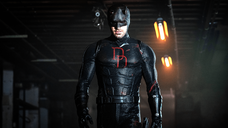 Charlie Cox in black Daredevil suit Daredevil: Born Again Season 2.