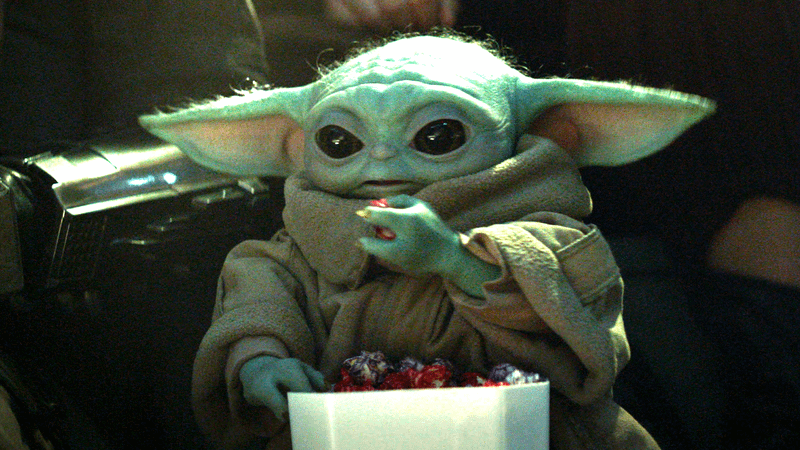 Grogu eating snacks in The Mandalorian & Grogu