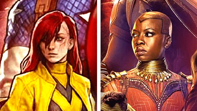 Jean Grey and Okoye - Ultimate Endgame vs Avengers Infinity War posters.