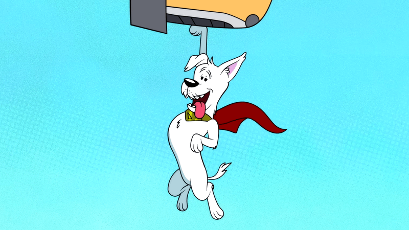 Krypto flying in Krypto saves the day shorts.