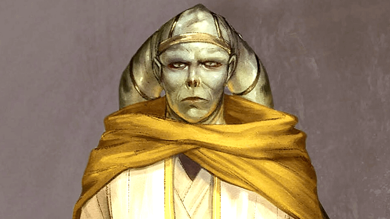 Loden Greatstorm in a yellow robe in the High Republic