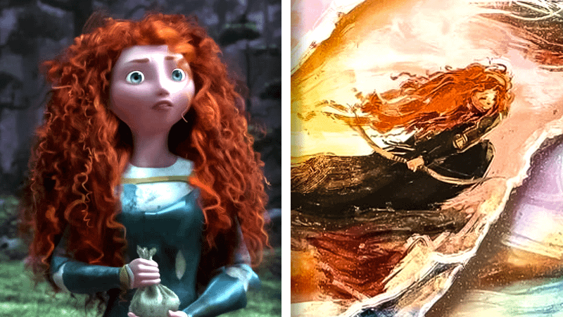 Merida from 'Brave' movie, Merida from Disney Adventure art piece.