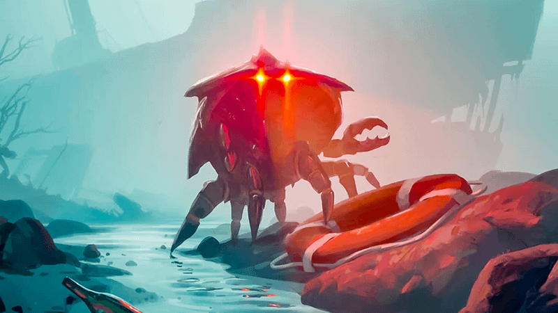 Red Death on the coast with its eyes red in Fallout